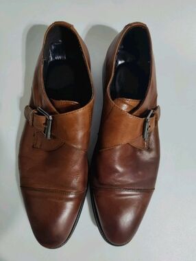 Asher Green Monk Strap Leather Dress Shoes Men's 9.5 Brown Classic Style